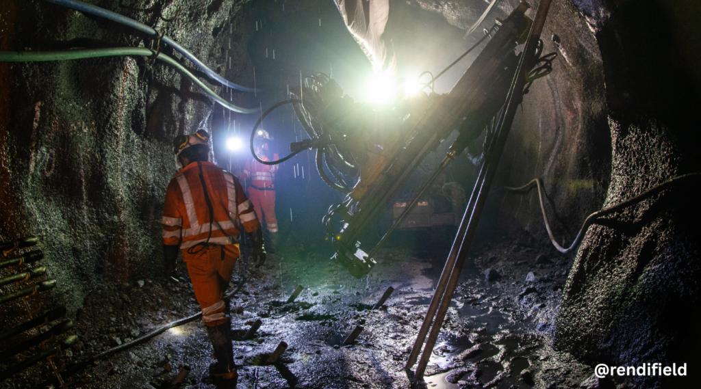 Rubber mining hose in an underground mine to transport water and sludge